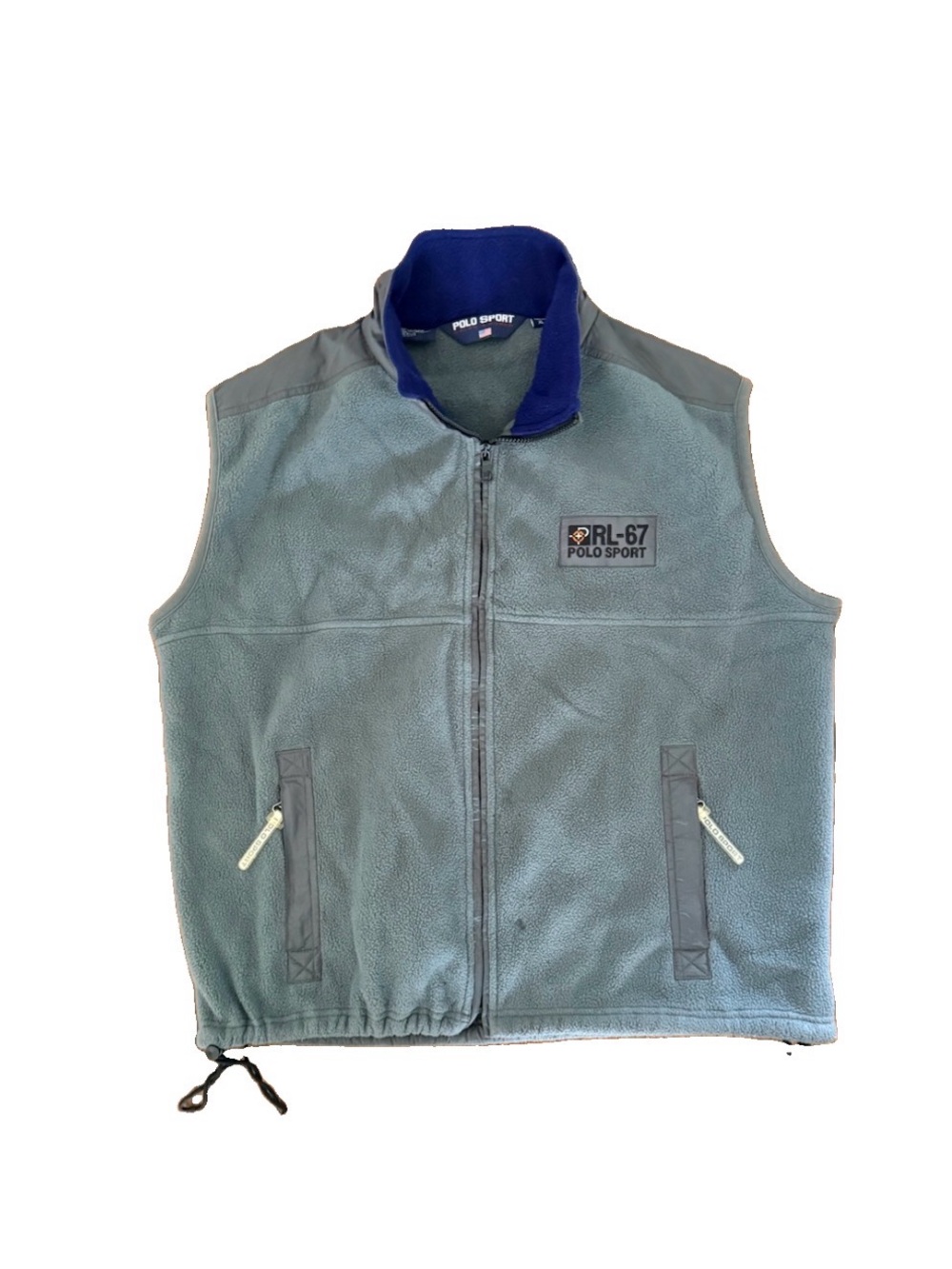 Vintage Polo Sport Ralph Lauren RL-67 Fleece Vest XL Gray Blue